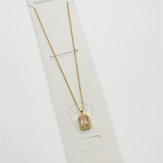 Kadın Paslanmaz Çelik Zirkon Taşlı Minimal Baget Kolye