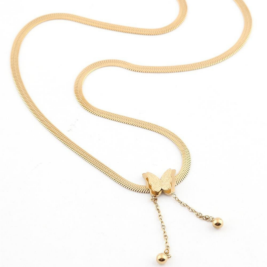 Kadın Paslanmaz Çelik İnci Sallantılı Kelebek Kolye