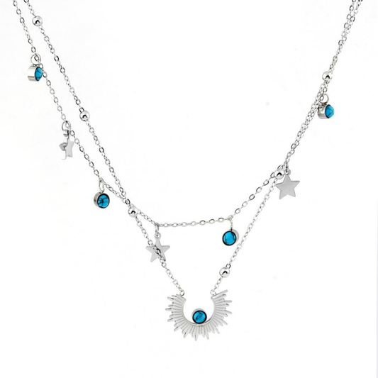 Kadın Paslanmaz İki Katmanlı Pandora Yıldız Kolye