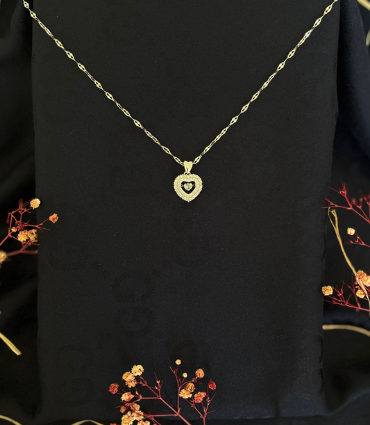 Kadın Paslanmaz Çelik Zirkon Taşlı Kalpli Pandora Kolye