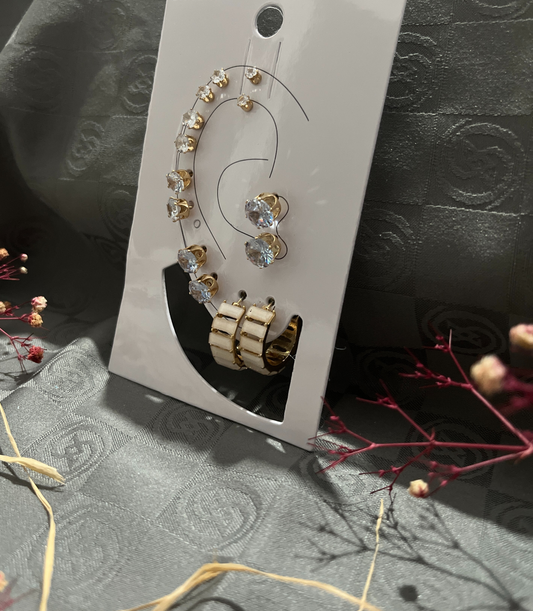 14'lü Tek Taşlı Küpe Seti